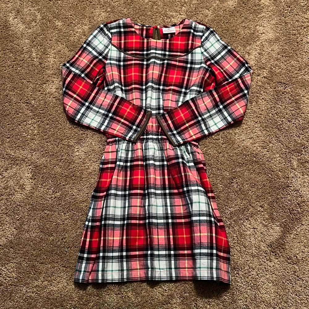 Hanna Andersson stunning red flannel cinched long sleeve dress